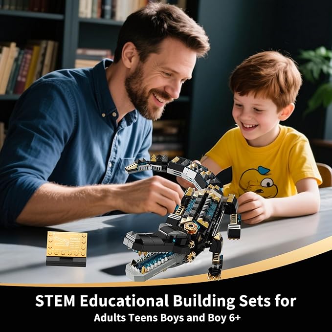 Crocodile Building SetsSTEM Dinosaur World Park Building ToySea Creatures Creativity Model Building KitMechanical Animal Brick SetBirthday Christmas Valentines Gifts for Kids Boys Girls 8+