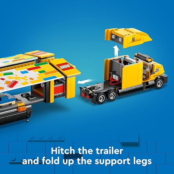 LEGO City Yellow Delivery Truck Toy - Semi Truck Building Toy for Boys &amp Girls Ages 8+ Years - Gift for Birthdays - Pretend Play W/ 3 Minifigures - 60440