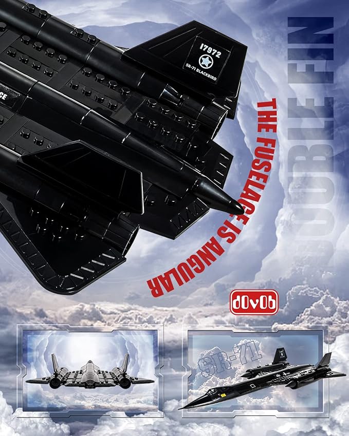 dOvOb Military SR-71 Reconnaissance Blackbird Air Force Building Block Set (183 Pieces) Aircraft Jet Building and Military Toys Gifts for Kid and Adult