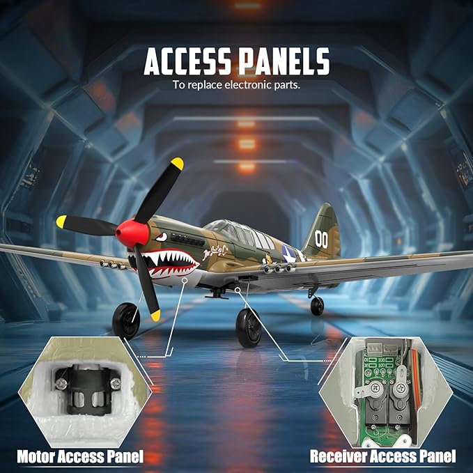 volantexrc RC Plane 4 Channel Remote Control Airplane Fighter P40 with Aileron 6-Axis Gyro Aerobatics for Adults