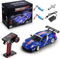 Wltoys 284019-A RC Drift Car 1:28 Scale 30KM/H High Speed RC Drift Car with LED Lights Gyroscope and Professional Chassis 2.4GHz 4WD RTR Rally Cars for Teens Adults (Blue)