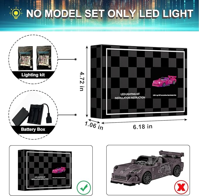 LED Light Kit for Lego 77241 2 Fast 2 Furious Honda S2000 Compatible with Lego 77241 Building Blocks Model(Not Include Blocks Set)