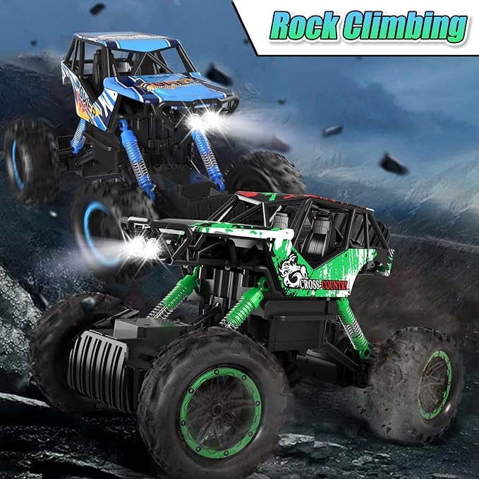 DOUBLE E RC Car 1:12 Remote Control Car Monster Trucks with Head Lights 4WD Off All Terrain RC Car Rechargeable Vehicles