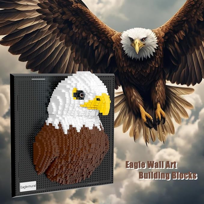 BDYDT Wall Art Eagle Building Blocks Set a Wall Decor Set for Adults Who Love Creative Hobbies (1924 Pieces) Toys Gifts for Kid and Adult