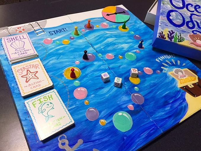 Create Your Own Board Game Set – DIY Kit with Blank Game Board Game Pieces Blank Cards Dice Spinner – Build Your Own Game Kit