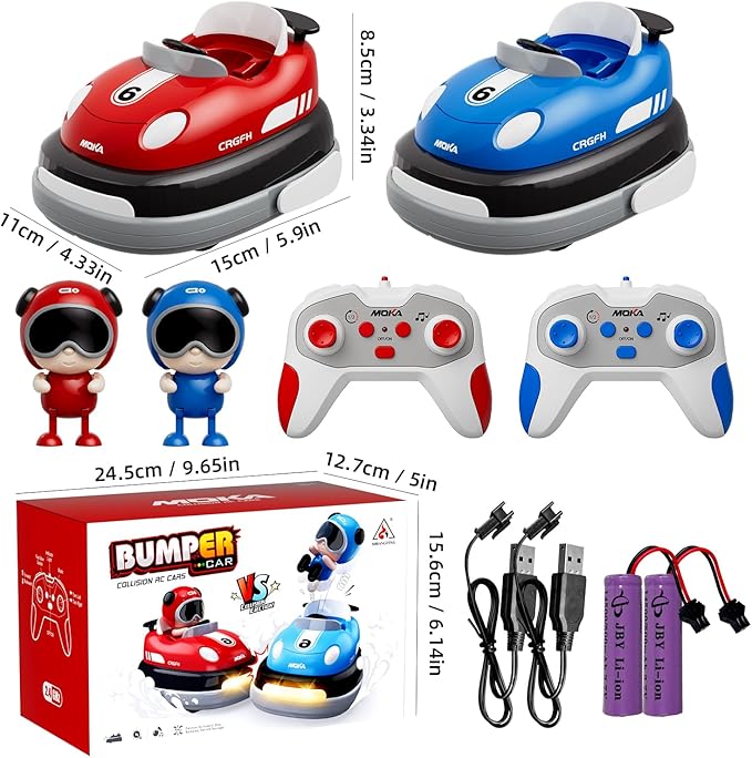 2-Player Battle 2-5 rc Car Toddler Boys Easter Toy | Cartoon Remote Control Bumper Cars with Light &amp Sound – Racing Set (Drift + Collision Modes) | 360° Spinning | Rechargeable Kids’ Race Cars