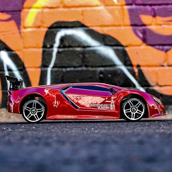 Redcat Racing Lightning EPX RC Drift Car 1/10 Scale 4WD with 2.4GHz Radio 19T Brushed Motor Tunable Suspension Remote Control Car with Battery and Charger - Metallic Red
