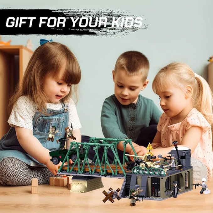 Military Base Building Toy Army Defence Base Army Toy WW2 Model Kit for Boys Ideal Gifts for Kids Aged 6-12 and Adults Compatible with Lego Military Set 769 pcs