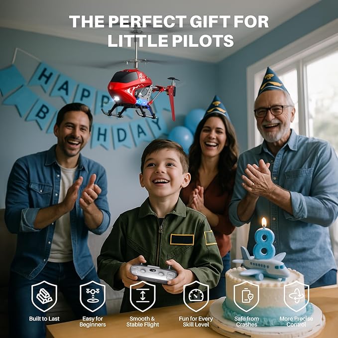 SYMA S107H-E RC Helicopter for Kids 8-12 and Beginners Remote Control Helicopter with Altitude Hold 2 Speed Modes Whole Alloy Toy for Boys Girls Indoor Gift