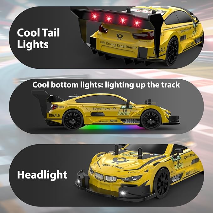 RC Drift Car 1/20 Scale 2.4GHz 4WD Remote Control Car with Led Lights 22KM/H High Speed Rechargeable Batteries Racing Sport Cars RC Cars for Kids Boys Girls Adults Gifts Birthday Christmas