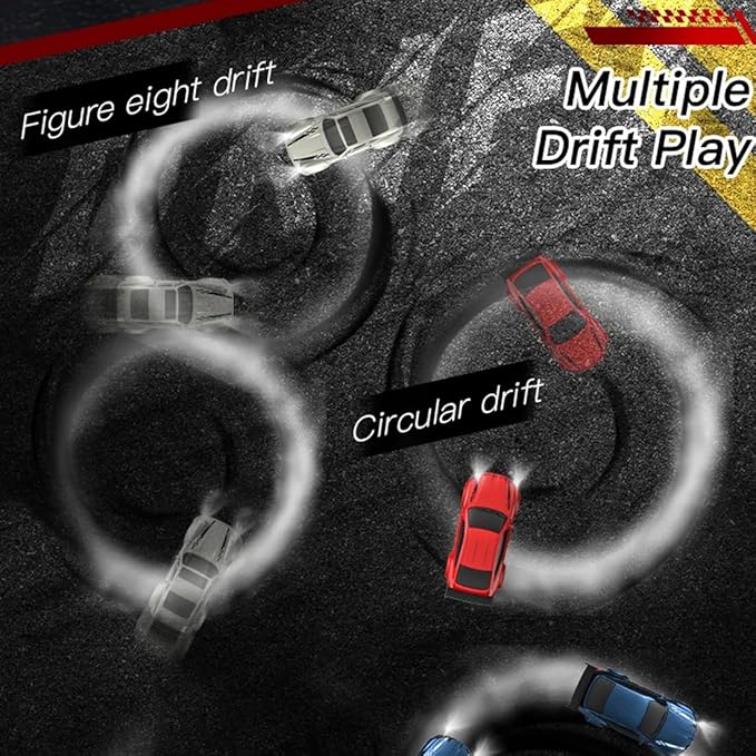 1/64 Scale 2.4G High Speed Drift RC Car Remote Control Drift 4WD Mini Lights System Desktop Drift Car for Adults (Red)