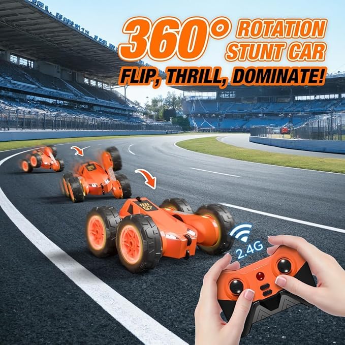 Remote Control Car Rechargeable RC Cars &amp Remote 360° Flips Rotating 2.4Ghz 4WD All Terrain Stunt Race Car Toy Christmas Birthday Gift for Kids Boys 3-12