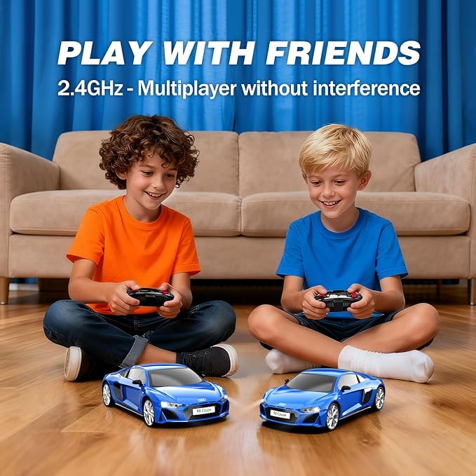 Audi Remote Control Car 1:24 Scale Electric Sport Racing Hobby Toy Car Audi Model Vehicle for Boys Girls Birthday Gifts（Blue）