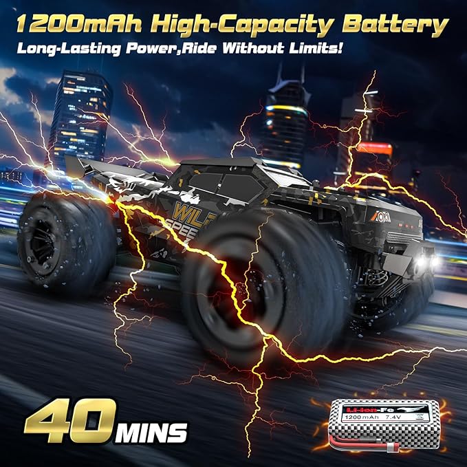 TENSSENX 1/16 All Terrain Fast RC Cars for Adults 40KPH High Speed 4WD Electric Off-Road Remote Control Monster Truck 2.4Ghz Waterproof Monster Truck with 2 Batteries for Boys &amp Kids