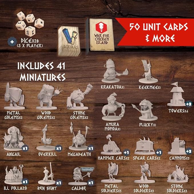 War for Chicken Island (2nd Edition) – Miniatures Skirmish Strategy Board Game for Adults Family and Friends Competitive Tabletop Game with No Player Elimination Ages 14+ 1–4 Players