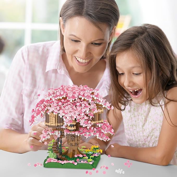 Cherry Blossom Bonsai Tree Mini Micro Building Set Japanese Sakura Tree House Model Sets for Adults Flowers House Mini Bricks Building Kit Creative Gift Toys for Teens 14 (2028PCS)