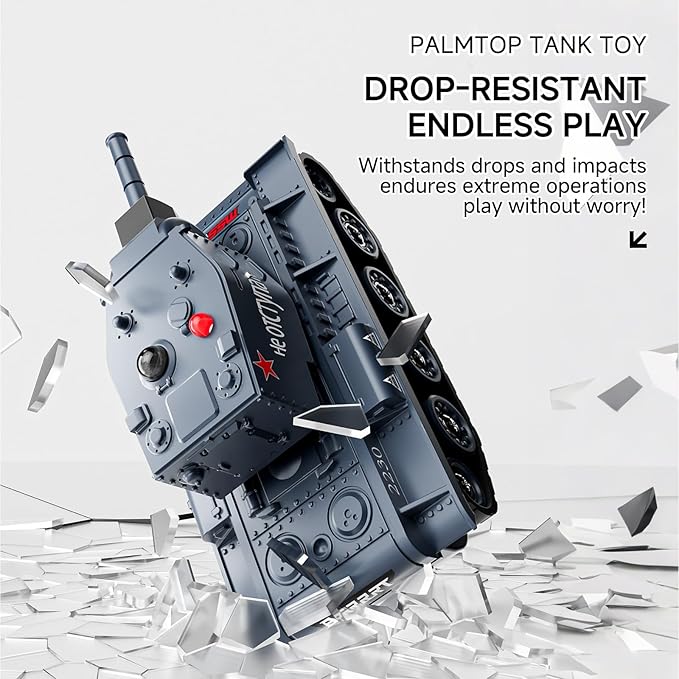 BRRRRT1/64 Remote Control Military Vehicles with Infrared ShootMini RC Tank with 330° Rotating Turret and Sound &amp Lighting RC Tank That Shoots Toy for Kids 8+ Gray