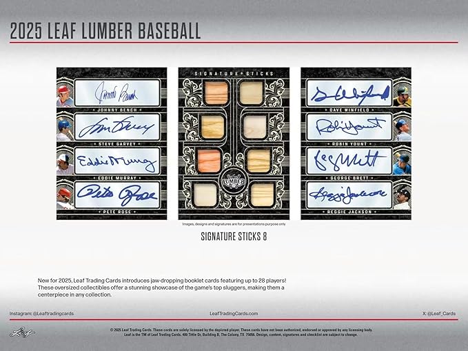 2025 Leaf Lumber Baseball Hobby Trading Card Box (One Autograph Per Box)