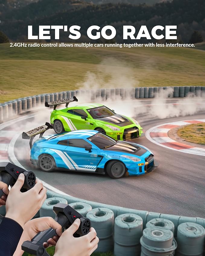 RACENT RC Drift Car 1:20 Scale Remote Control Car with LED Lights 2.4GHz 20KM/H 4WD High Speed RC Vehicle Racing &amp Drifting Tires Two Batteries Toy Idea Gift for Adults Boys Girls and Kids (B