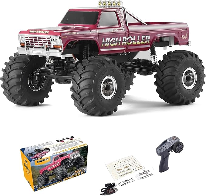 EAZYRC X FMS Fcx24 1/24 RC Crawler RTR RC Monster Truck 4x4 8+ kph 2-speeds Transmission Off-Road with USB Charger and 2.4Ghz Remote Control for Adult (red)