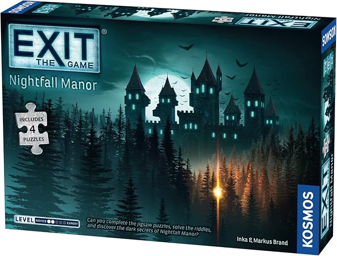 EXIT: Nightfall Manor (with Jigsaw Puzzles) | EXIT: The Game – A Kosmos Game | Family-Friendly Jigsaw Puzzle-Based at-Home Escape Room Experience | Collaborative Game | for 1 to 4 Players Ages 10+