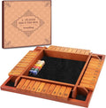 Upgraded 1-4 Players Shut The Box Dice Game Wooden Board Table Family Game for Kids and Adults with 12 Dice Classic Tabletop Math Game for Pub Classroom Party Gift for Christmas Birthday