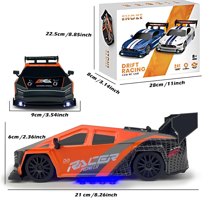 1:24 RC Cybercar 2.4GHz RC Drift Cars with LED Light Race Car Toys for Boy Girl 8-12 Years Old Speed Adjustable 25Km/HHigh Speed RC Racing Cars Perfect Toy Gift for Boys &amp Girls