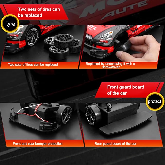 GoolRC RC Drift Car 1:16 Scale 4WD 40KM/H High Speed RC Racing Car 2.4GHz Electric Sport Drifting with Headlight Drifting &amp Racing Tires for Adults (Yellow)