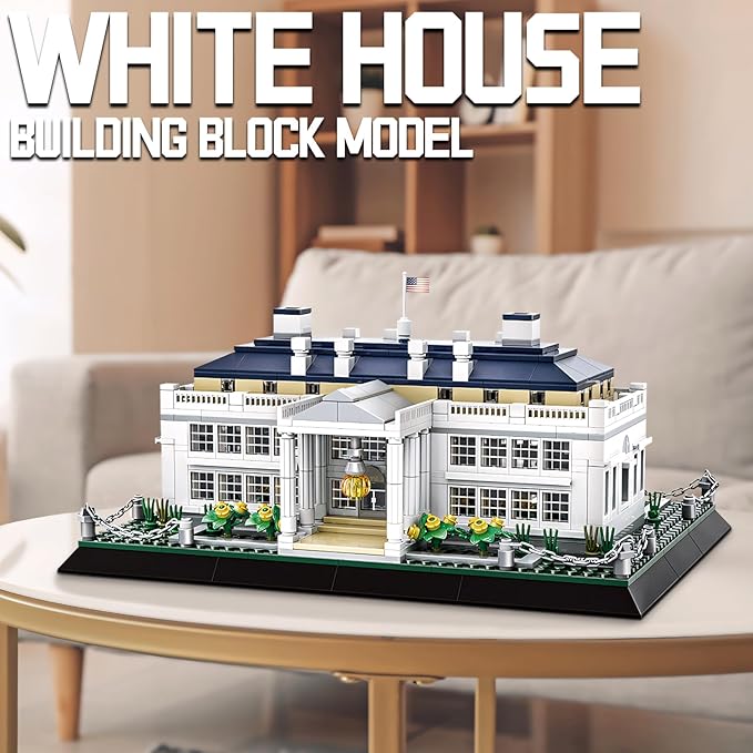 White House Architecture Building Blocks Set 894 PCS Washington D.C. Landmark Model Kit for Adults Teens United States Capitol Souvenir Gift Educational Construction Toy for Home Office Decor