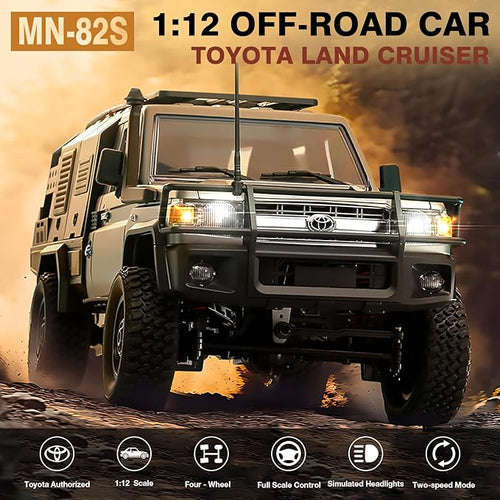 1/12 Scale RC Crawler MN-82S LC79 RTR RC Truck 4x4 Off Road Vehicles 2.4GHz RC Rock Crawler Car with LED Lights 7.4V 1200mAh Battery for Adults Hobby Toys (Silver)