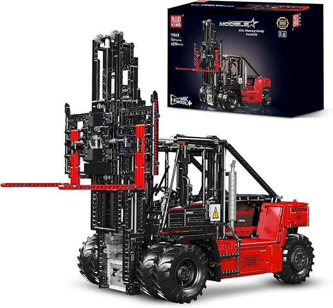 Mould King Technique Forklift Truck Toy 1:6 Scale 17045 Building Blocks Kit MOC Remote Control Heavy-Duty Shelf Lifted Truck Model Toy Gifts Toys for Age 14+/Adults (4579 Pieces)