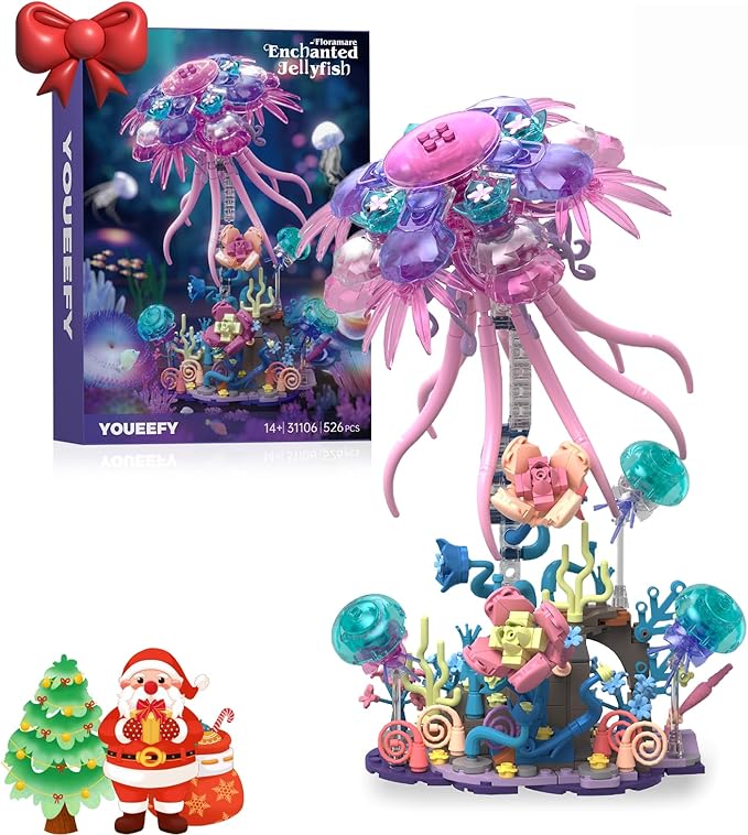 Enchanted Jellyfish Building Kit with Halloween &amp Christmas Festive Vibes 526 Pcs Underwater Creature Building Blocks Set