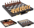 3 in 1 Magnetic Chess Set &amp Checkers Backgammon Board Game Set 15 Wooden Folding Chess Board Tournament Portable Travel Chess Set Beginner Chess Board Game for Adults &amp Kids