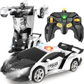 Transform Remote Control Car - Rc Cars One-Button Transforming 360° Rotation Drifting 2.4ghz 1:18 Scale Gift Kids Aged 4-6 Year Old Boys/Girls Police Car Black
