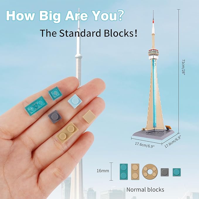 Oichy CN Tower Building Blocks Set 400 PCS Famous Architecture Model Building Kits Collection CN Tower Model Blocks for Adults and Kids