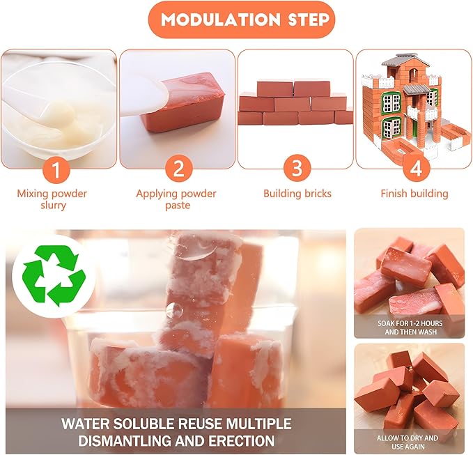 Brick and Mortar Construction Set - Perfect Building Blocks for Kids Ages 6 and Up a DIY Versatile Building Set and STEM Building Toy Ideal for Birthday