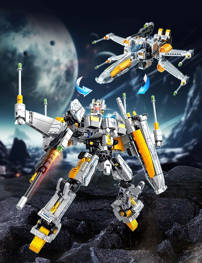 SEMKY Space Series FX1 Spacecraft (Variable Robots) MOC Building Blocks Set (704Pieces) Space Model Gifts for Kid and Space Fans