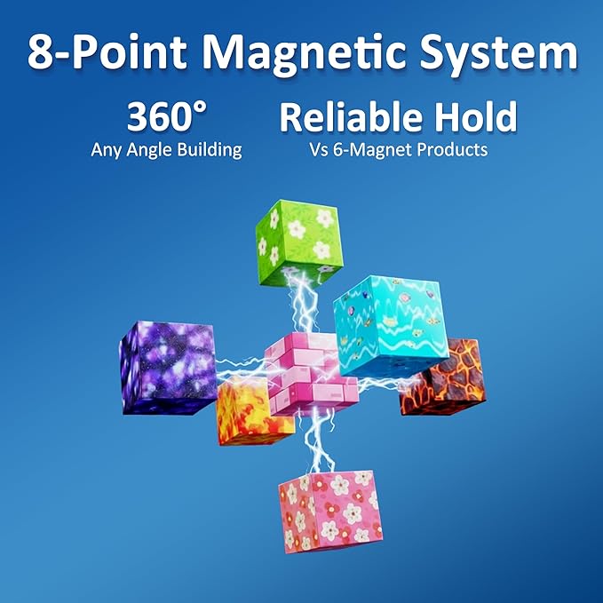 FQOIUD Magnetic Blocks - 150PCS Magnetic Building Blocks STEM Constructions Magnet Blocks for Boys Girls Age 3 4 5 6 7 8 9 10 Sensory Stacking Toy Christmas Birthday Gifts for Kids
