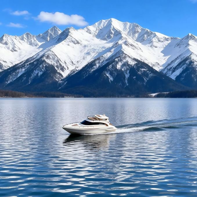 Remote Control Boat 4CH Electric Watercraft RC Sail Cruise Boat Yacht 15km/h for Lake Pool 14y+ Beginners