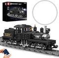 Mould King Shay-Type Steam Locomotive Building Set with LED Lighting Remote/App Control Model Train Block Kit with Tracks Engineering Toy Kit for Adults (880 PCS)