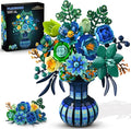 Flowers Building Set with Vase Easter Flower Bouquet Botanical Collection Building Block Toy 1309 PCS Peacock Artificial Plant Bonsai Kit Home Decor Gift for Her Adults Girls 12+