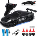 RC Drift Car 1:24 4WD Remote Control Cars Vehicle with LED Light2.4GHz 20KM/H High Speed RC Cars with Two Batteries &amp Drifting Tires Racing Sport Toy for Adults Boys Girls Kids Black