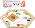 Jokers and Marbles Board Game Wooden Marble Game for 2-6 Players Portable Jokers Game with 30 Marbles 3 Decks of Cards 2 Storage Bags for Family Game Night and Holiday Party