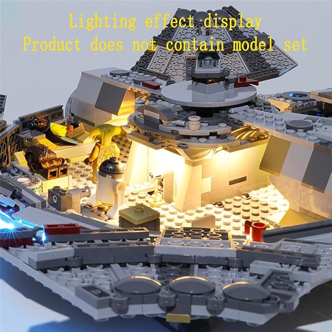 LED Light Kit Compatible with Lego 75257 The Rise of Skywalker Millennium Falcon Starship Building Model (Model Set Not Included)