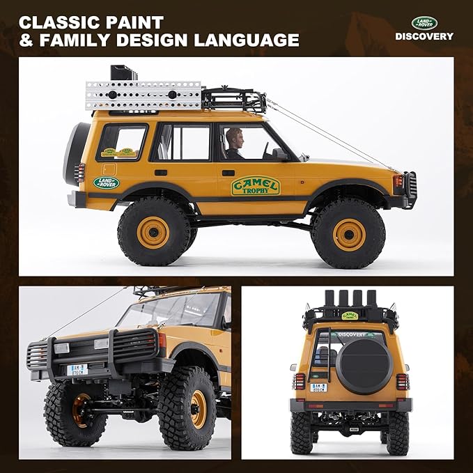 FMS FCX10 1/10 RC Crawler Land Rover Camel Trophy Edition Official Licensed 4WD All Terrain Off-Road RC Truck for Adults High-Detail Scale RC Car with Metal Gears Upgraded Shocks (Discovery)