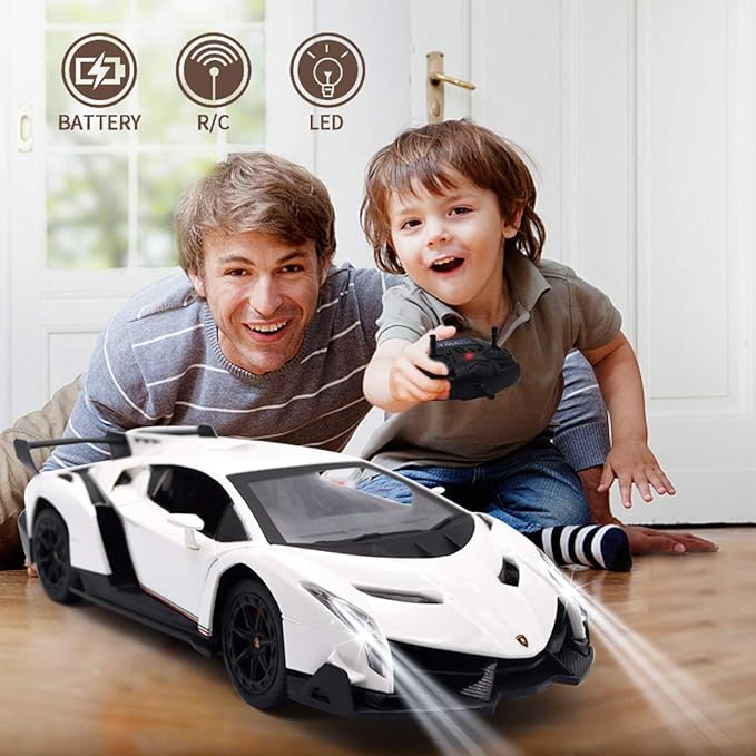 QUN FENG Remote Control RC CAR Racing Cars Compatible with Lamborghini Veneno Officially Licensed 1:24 Toy RC Cars Model Vehicle for Boys 678 Years OldWhite