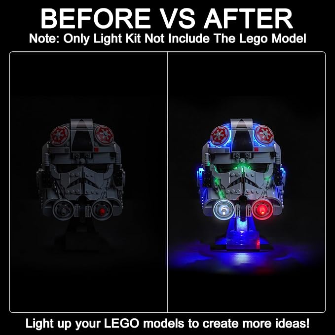 Upgraded Led Light Kit Compatible with Lego at-at Driver Helmet Building Set RC Version Compatible with Lego 75429 (Model Not Included)