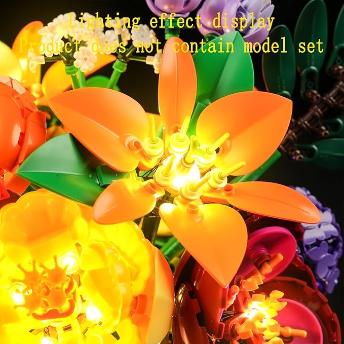 LED Light Kit Compatible with Lego Flower Arrangement Building Blocks Model - Lighting Set for Botanical Collection 10345 (Model Set Not Included)