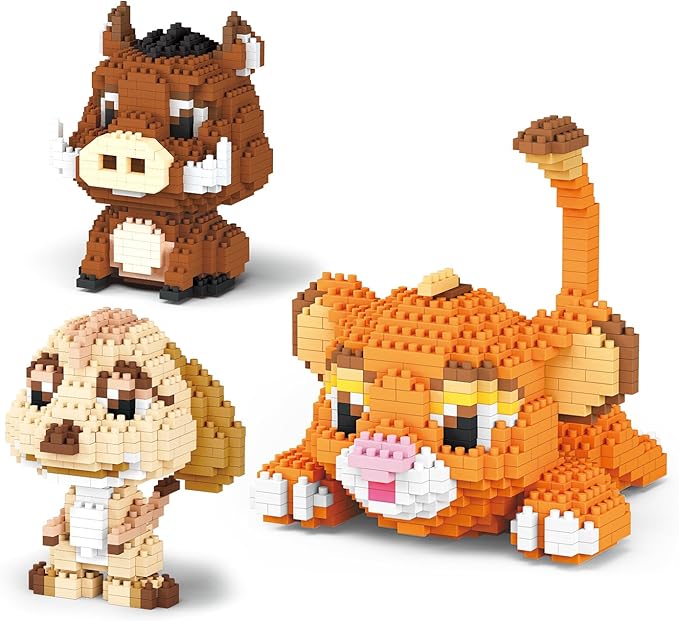 Lion Warthog Meerkat Mini Building Blocks Sets Not Compatible with Lego Animals 1856 PCS Micro Mini Building Toy Bricks for Adults Party Favors for Kids Boys Girls 14+