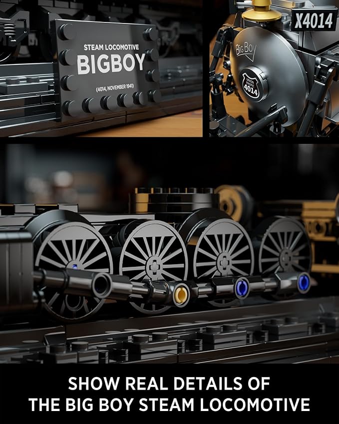 Nifeliz Big Boy Locomotive Articulated Steam Locomotive Building Block Set Legendary Steam Train Display Kit for Gift Giving (1818 Pieces)